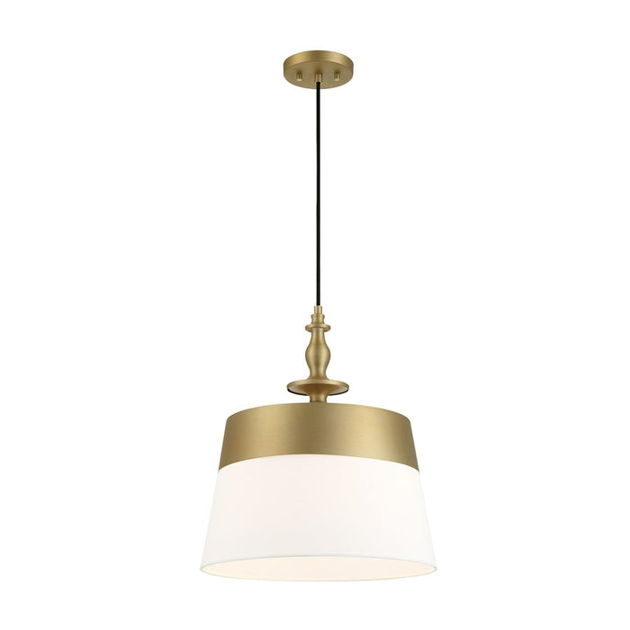 Designers Fountain Ava 1 Light Pendant, Gold/White Fabric