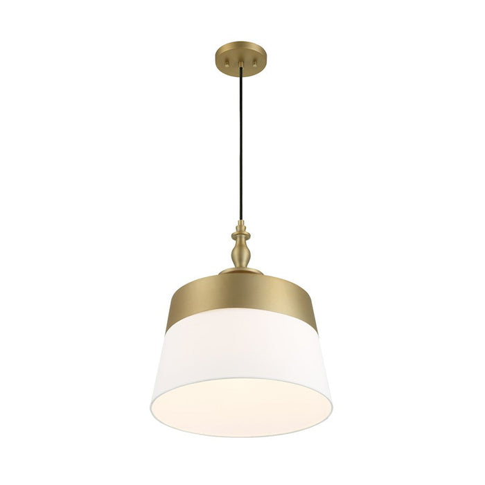 Designers Fountain Ava 1 Light Pendant, Gold/White Fabric