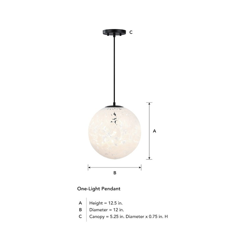 Designers Fountain Circo 1 Light 12.5" Pendant, Black/White Art