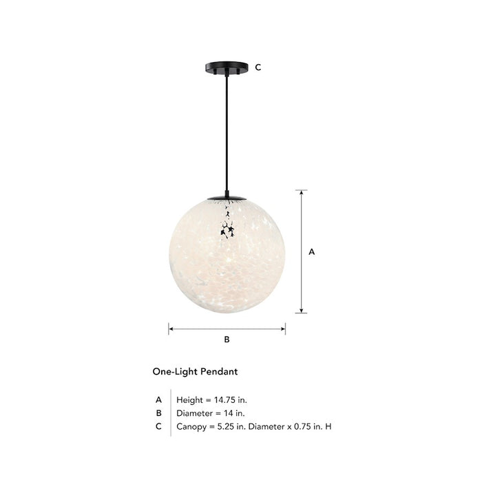 Designers Fountain Circo 1 Light 14.75" Pendant, Black/White Art