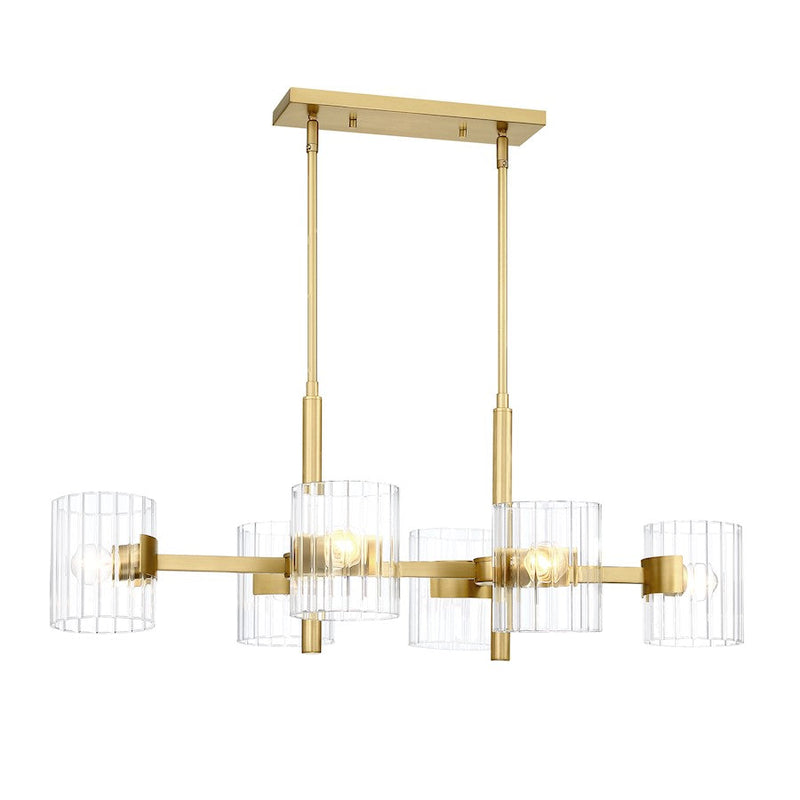 Designers Fountain Aries 36" 6 Light Island Light, Gold/Ribbed