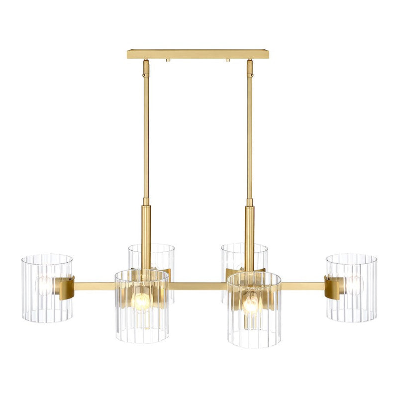 Designers Fountain Aries 36" 6 Light Island Light, Gold/Ribbed