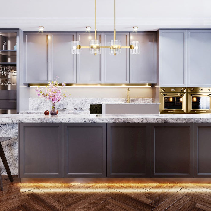 Designers Fountain Aries 36" 6 Light Island Light, Gold/Ribbed