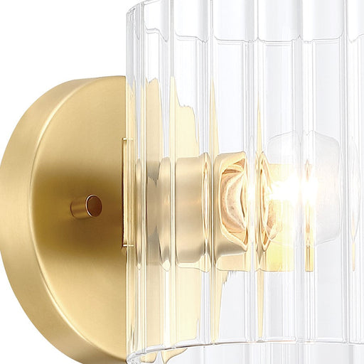Designers Fountain Aries 6" 1Lt Wall Sconce, Gold/Clear Ribbed