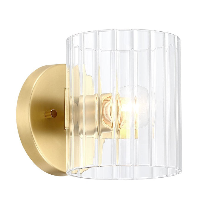 Designers Fountain Aries 6" 1Lt Wall Sconce, Gold/Clear Ribbed