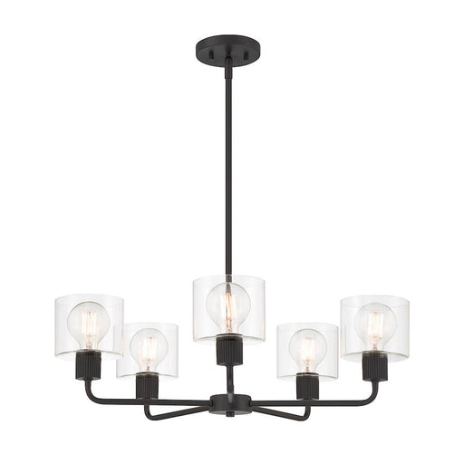 Designers Fountain Vibrato 27" 5 Light Chandelier, Black/Clear - D285M-5CH-MB