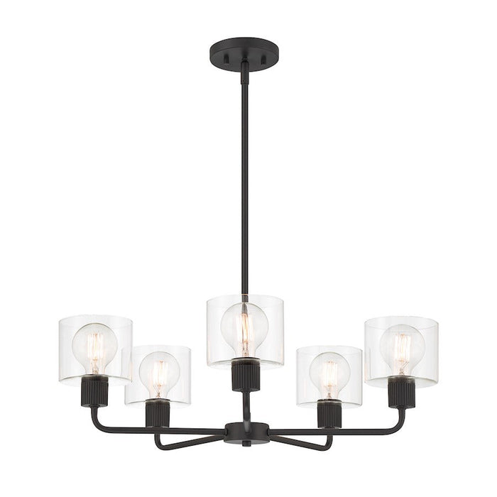 Designers Fountain Vibrato 27" 5 Light Chandelier, Black/Clear