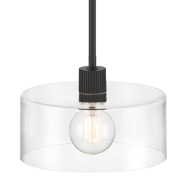 Designers Fountain Vibrato 9.75" 1 Light Pendant, Black/Clear