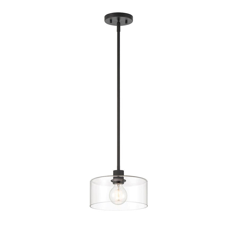 Designers Fountain Vibrato 9.75" 1 Light Pendant, Black/Clear