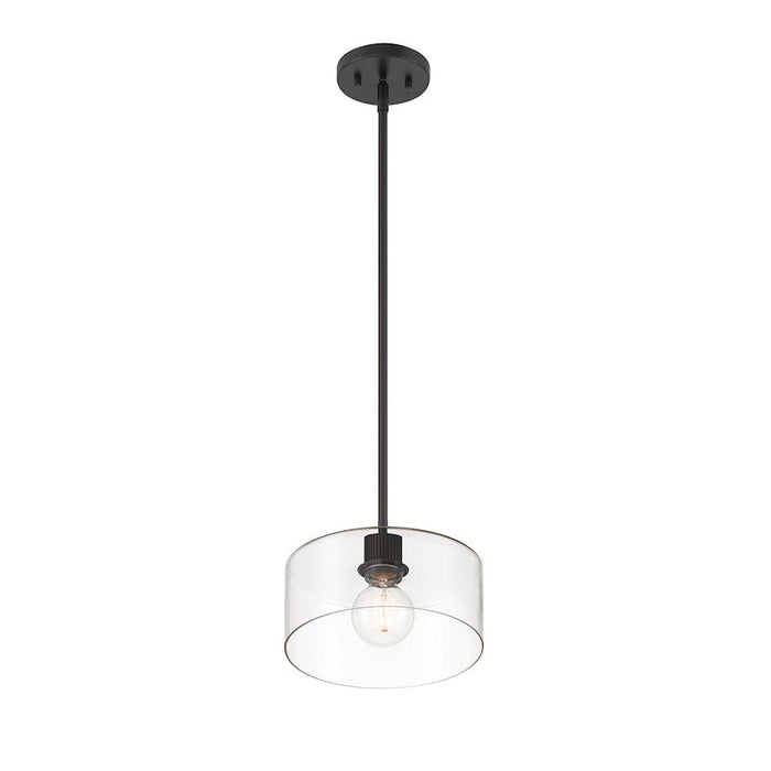 Designers Fountain Vibrato 9.75" 1 Light Pendant, Black/Clear