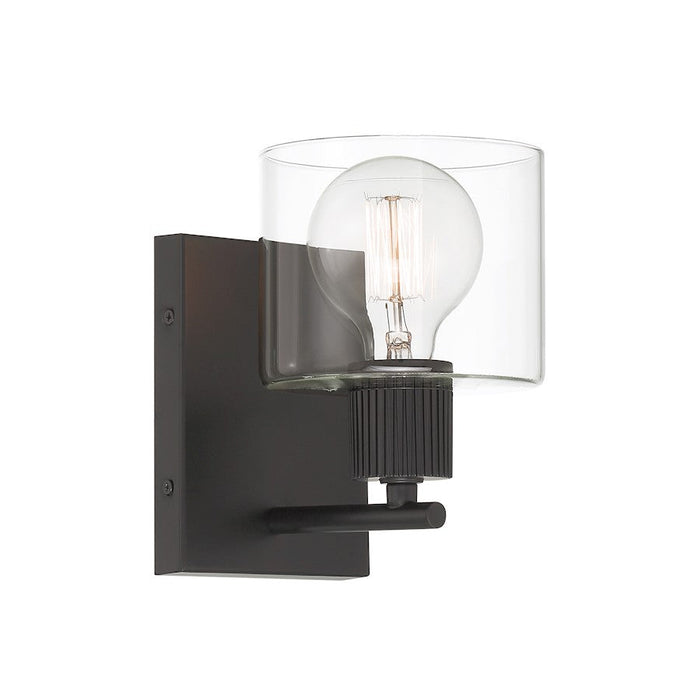 Designers Fountain Vibrato 7.5" 1 Light Wall Sconce, Black/Clear - D285M-WS-MB