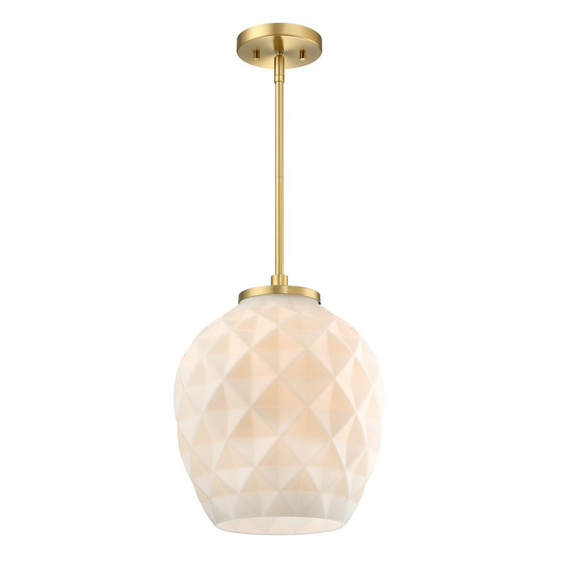 Designers Fountain Dita 1 Light 14.5" Pendant, Gold/Eteched Opal
