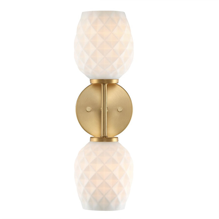 Designers Fountain Dita 2 Light Wall Sconce, Gold/Eteched Opal - D289M-2WS-BG