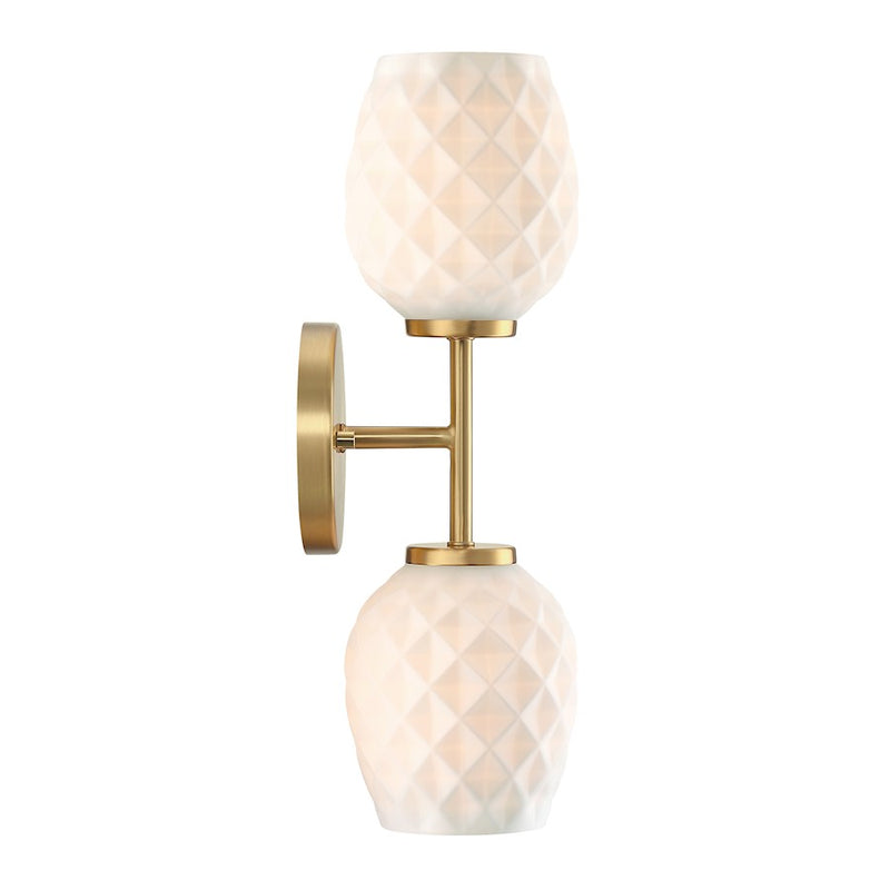 Designers Fountain Dita 2 Light Wall Sconce, Gold/Eteched Opal