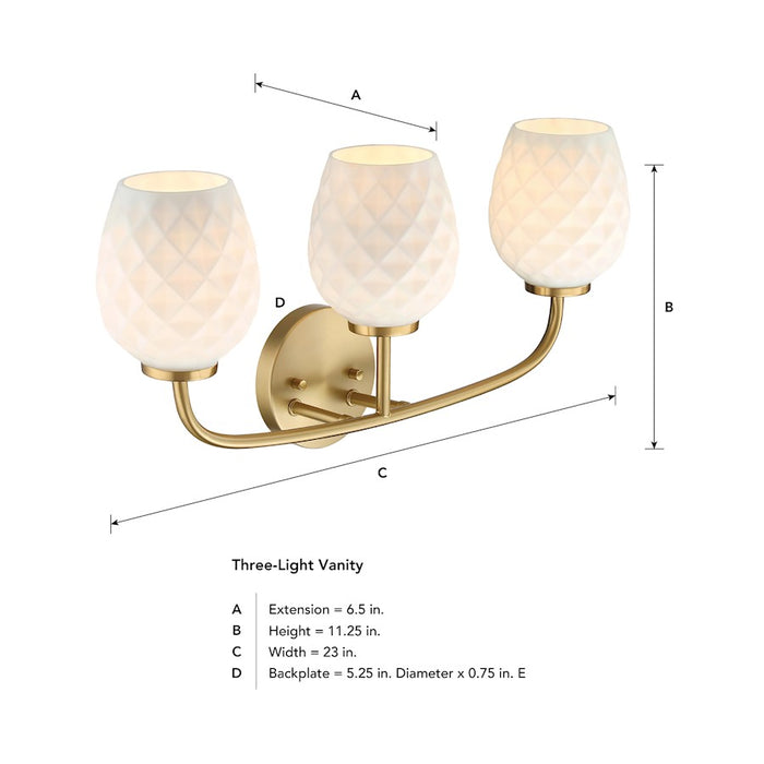 Designers Fountain Dita 3 Light Vanity, Brushed Gold/Eteched Opal