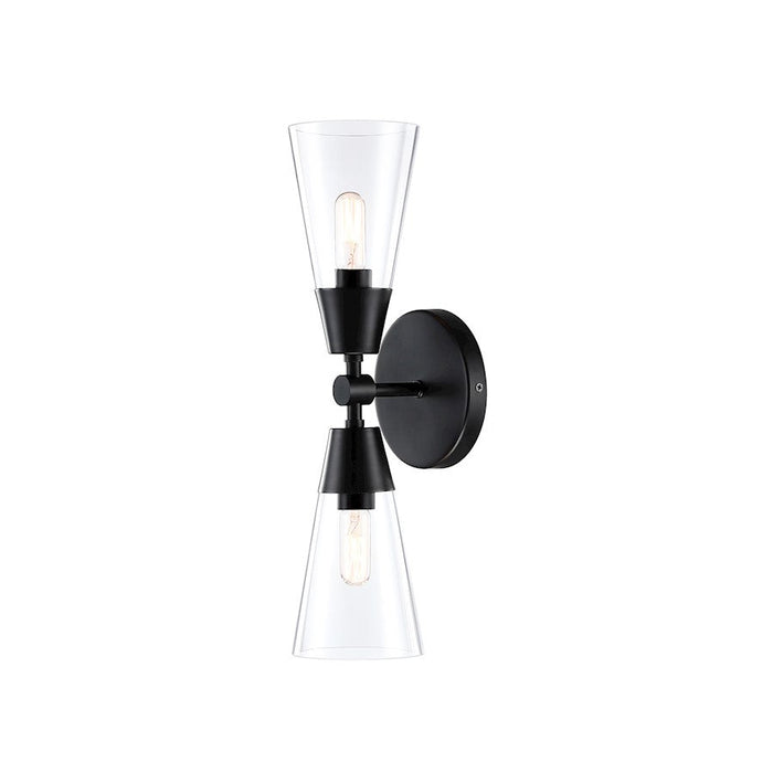 Designers Fountain Norro 5.25" 2 Light Wall Sconce, Black/Clear - D290C-2WS-MB