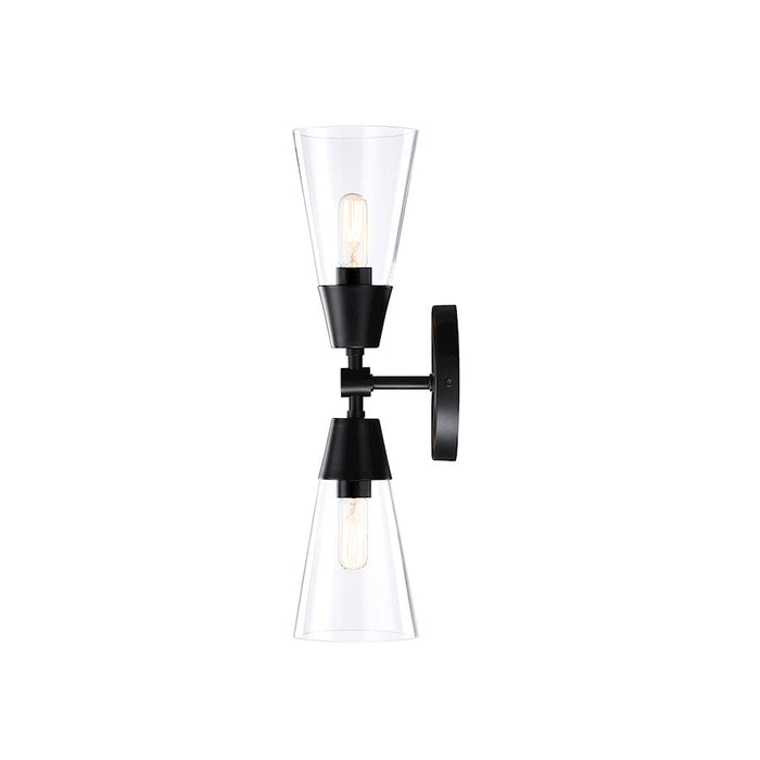 Designers Fountain Norro 5.25" 2 Light Wall Sconce, Black/Clear