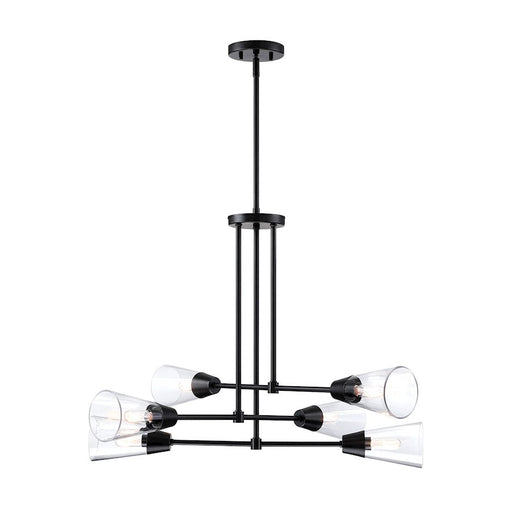 Designers Fountain Norro 33.5" 6 Light Pendant, Matte Black/Clear - D290C-6CH-MB