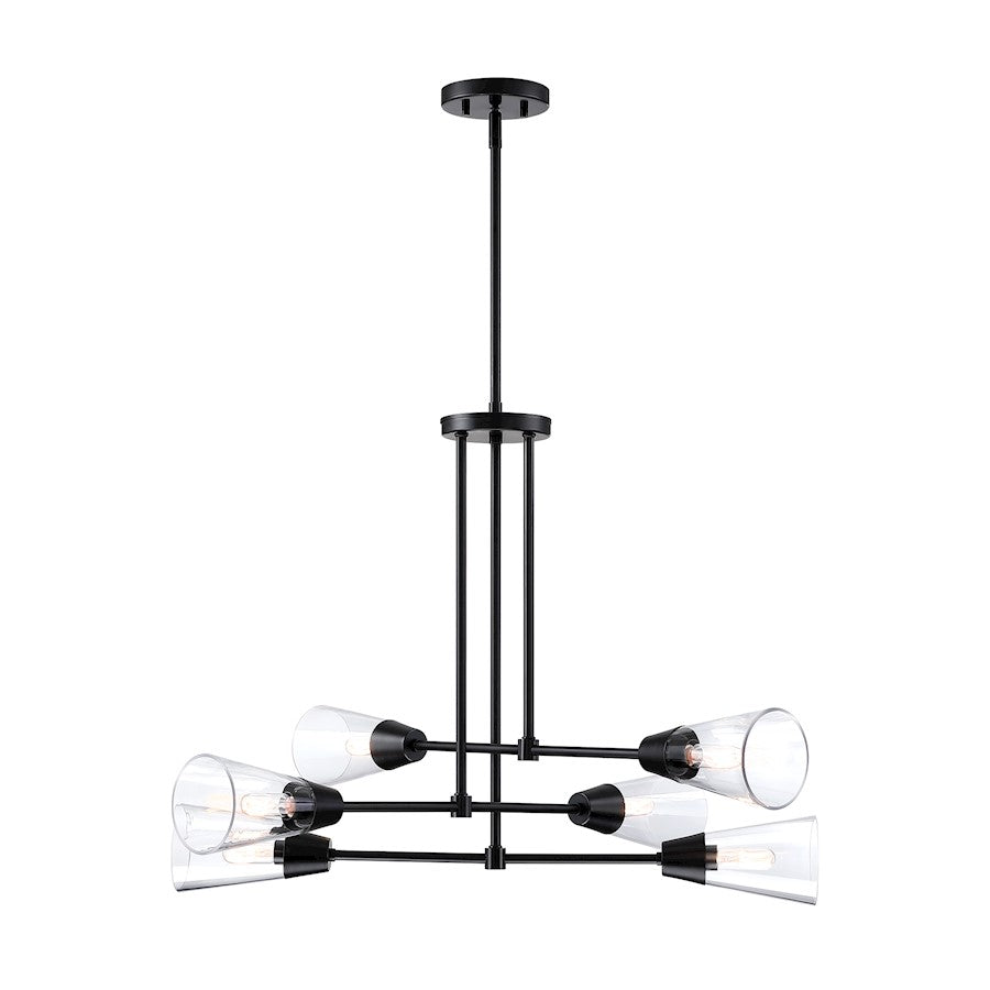 Designers Fountain Norro 33.5" 6 Light Pendant, Matte Black/Clear - D290C-6CH-MB