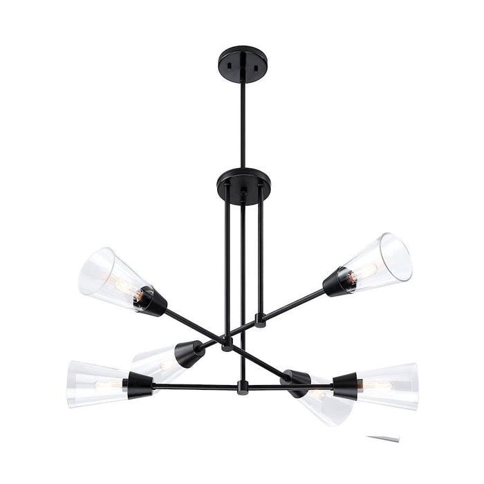 Designers Fountain Norro 33.5" 6 Light Pendant, Matte Black/Clear