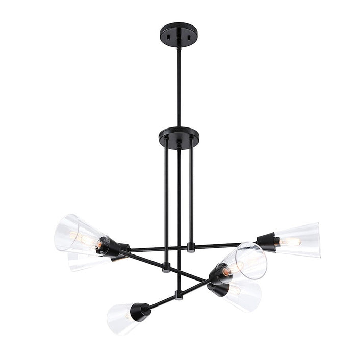 Designers Fountain Norro 33.5" 6 Light Pendant, Matte Black/Clear