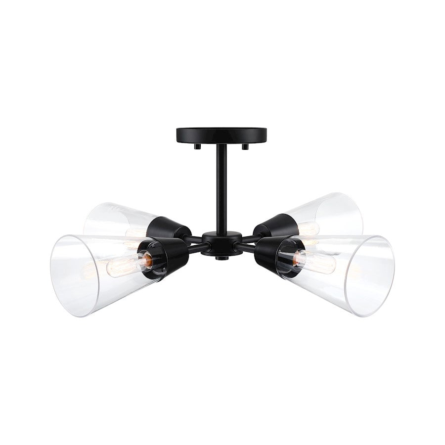 Designers Fountain Norro 21" 4Lt Semi Flush Mount, Black/Clear - D290C-SF-MB