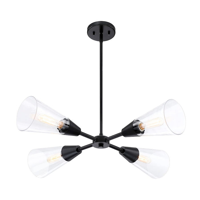 Designers Fountain Norro 30" 4 Light Chandelier, Black/Clear