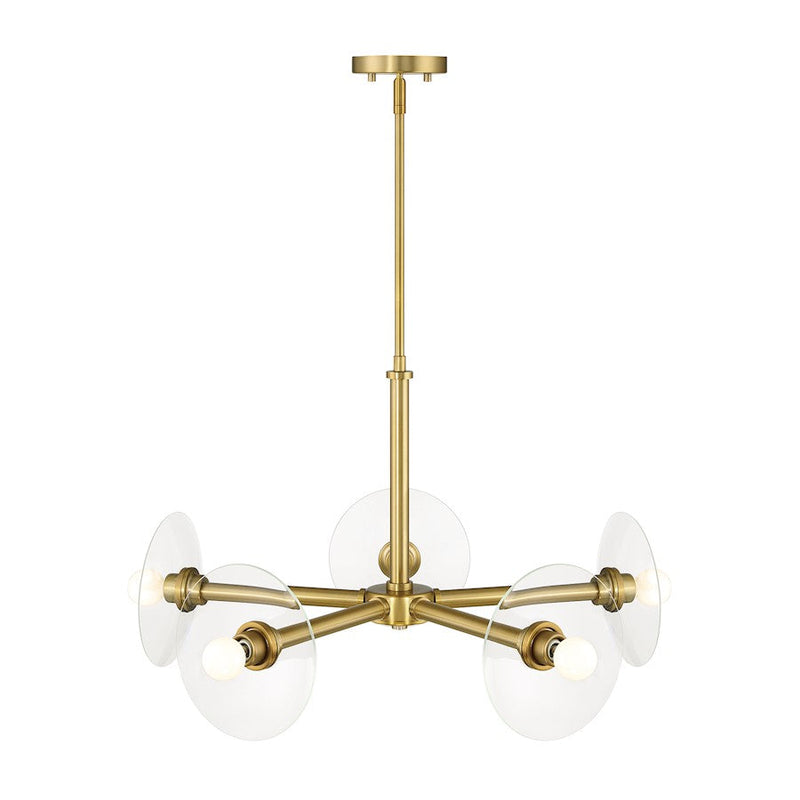 Designers Fountain Litto 26.25" 5 Light Chandelier, Gold/Clear