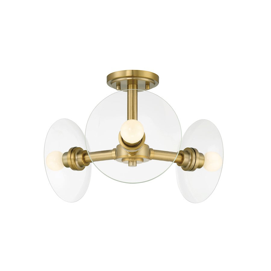 Designers Fountain Litto 14.75" 3Lt Semi Flush Mount, Gold/Clear - D294C-SF-BG