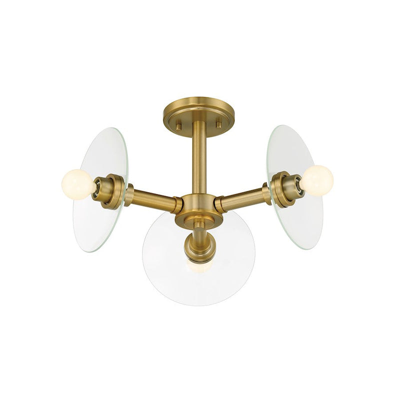 Designers Fountain Litto 14.75" 3Lt Semi Flush Mount, Gold/Clear