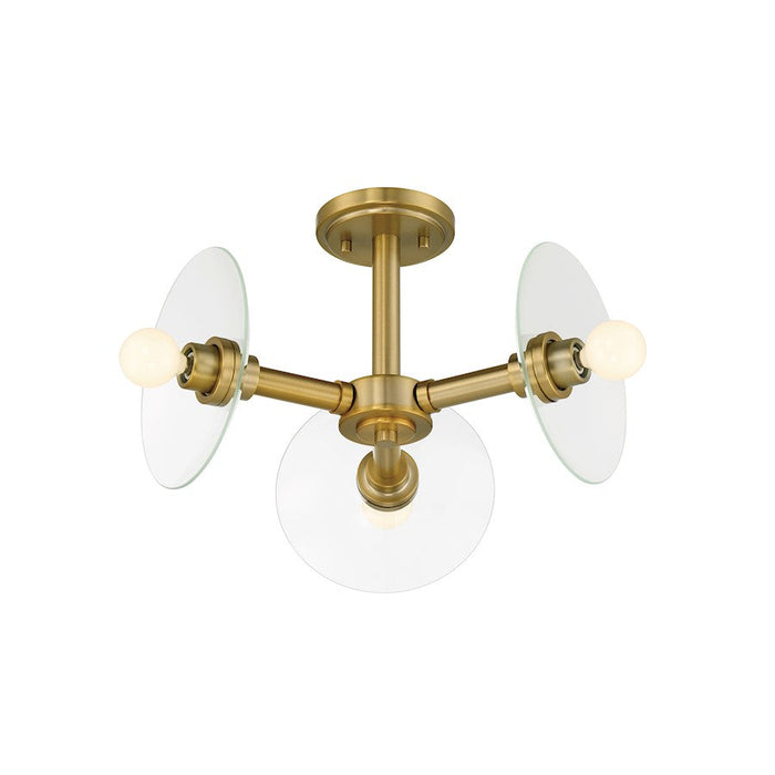 Designers Fountain Litto 14.75" 3Lt Semi Flush Mount, Gold/Clear