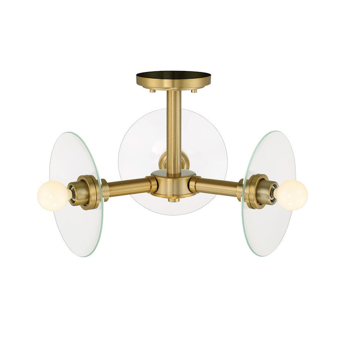 Designers Fountain Litto 14.75" 3Lt Semi Flush Mount, Gold/Clear