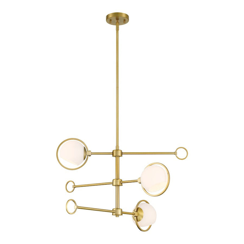 Designers Fountain Teatro 28" 3Lt Chandelier, Gold/Etched Opal
