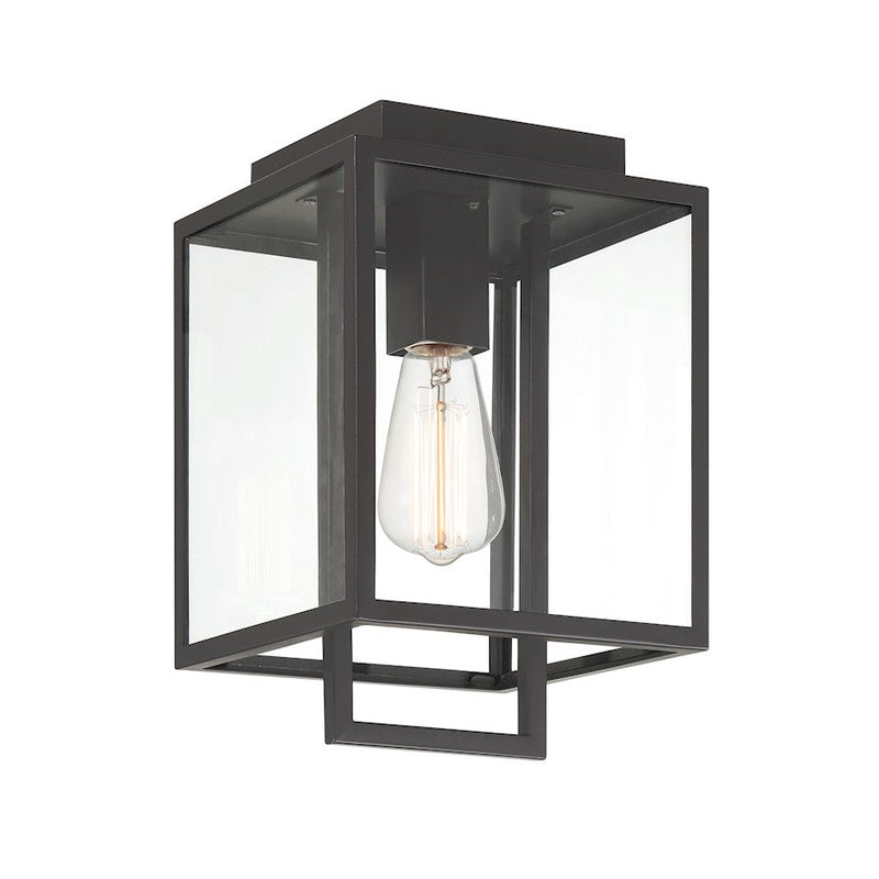 Designers Fountain Preston 8" 1 Light Wall Lantern, Black/Clear