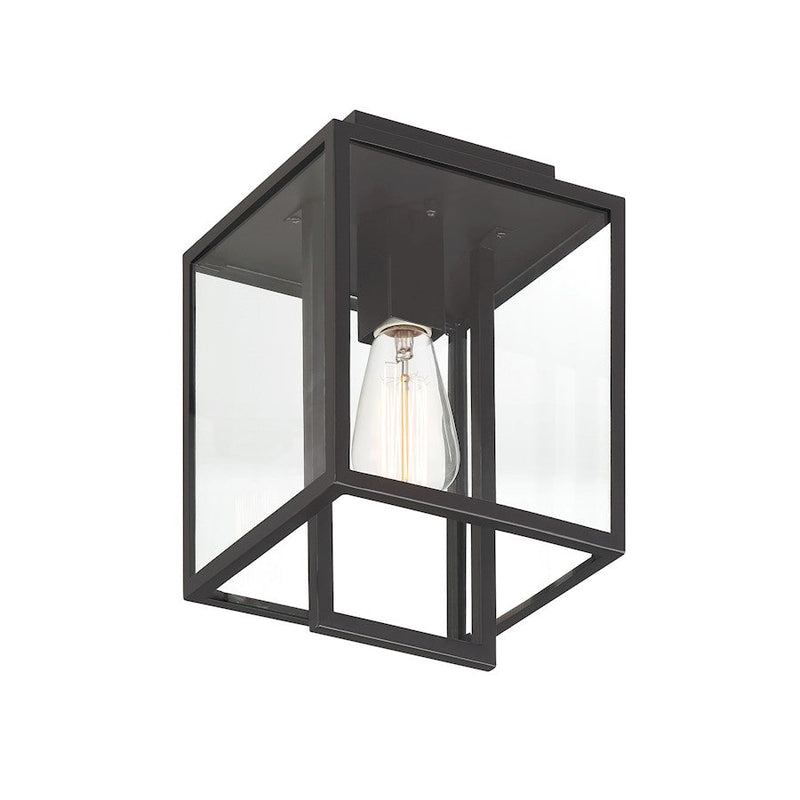 Designers Fountain Preston 8" 1 Light Wall Lantern, Black/Clear