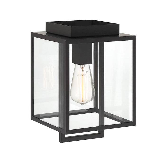 Designers Fountain Preston 8" 1 Light Wall Lantern, Black/Clear