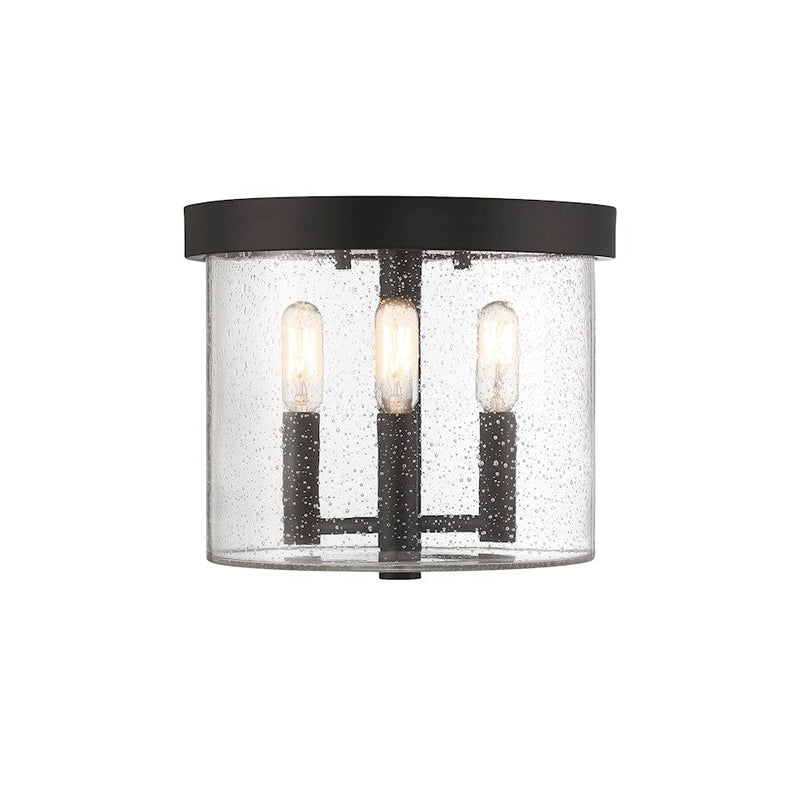 Designers Fountain Otto 10" 3 Light Flushmount, Black/Clear Seedy