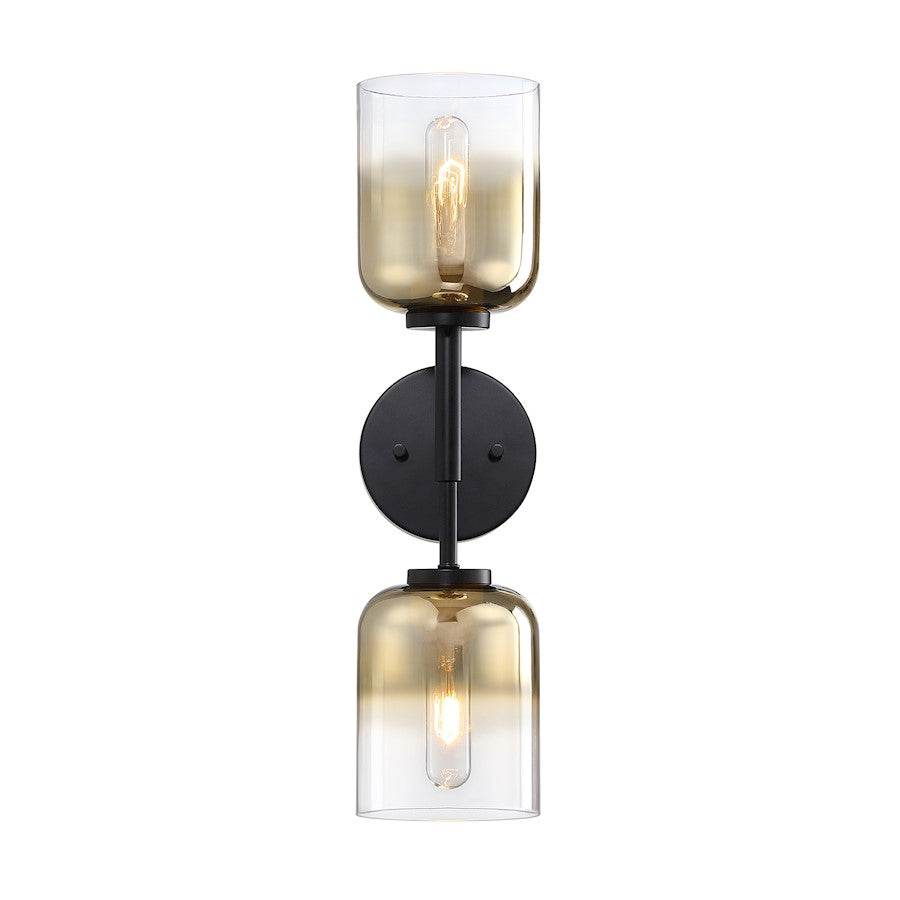 Designers Fountain Gatsby 2 Light Wall Sconce, Black/Gold Ombre - D306M-2WS-MB