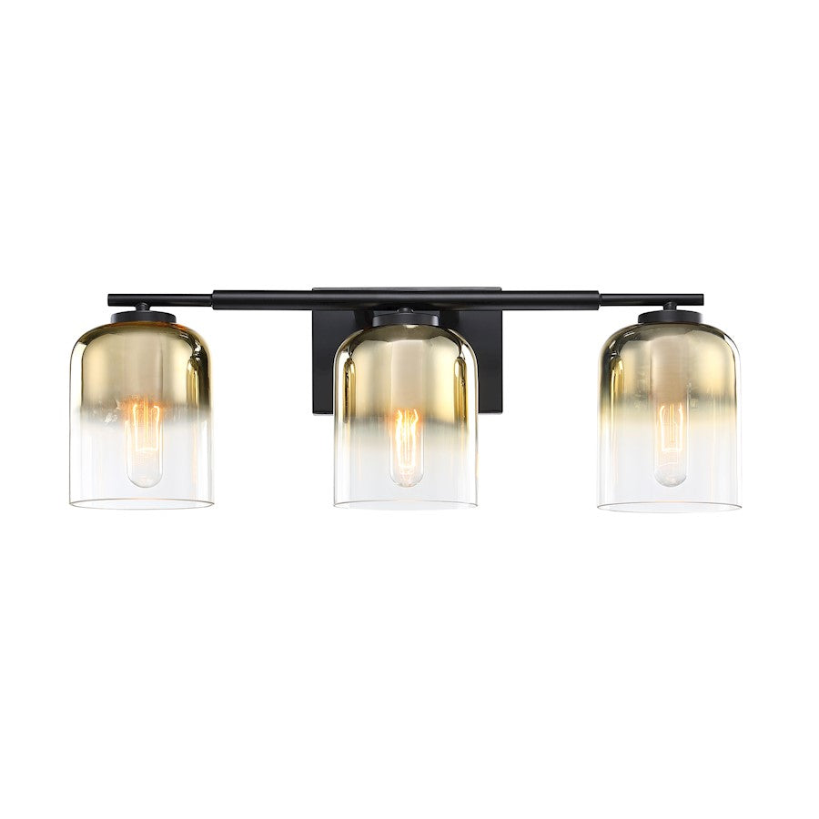 Designers Fountain Gatsby 3 Light Vanity, Matte Black/Gold Ombre - D306M-3B-MB