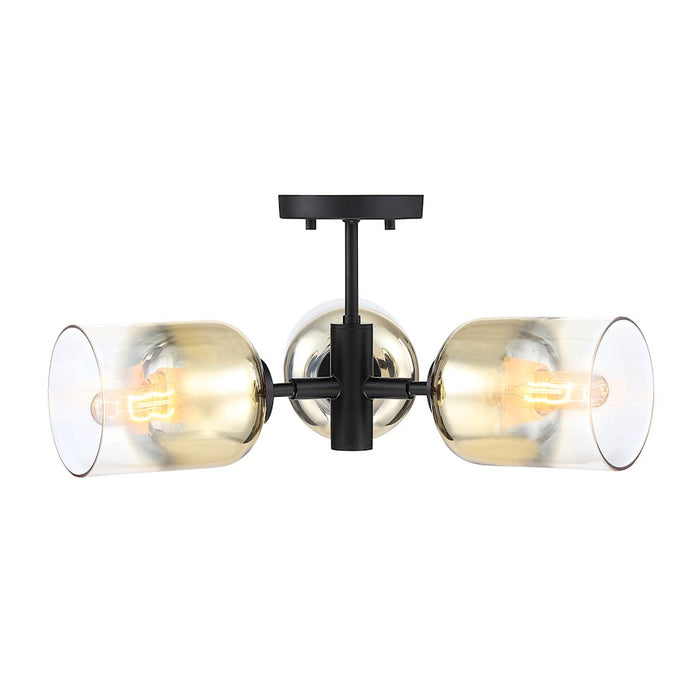 Designers Fountain Gatsby 3 Light Semi Flush, Black/Gold Ombre