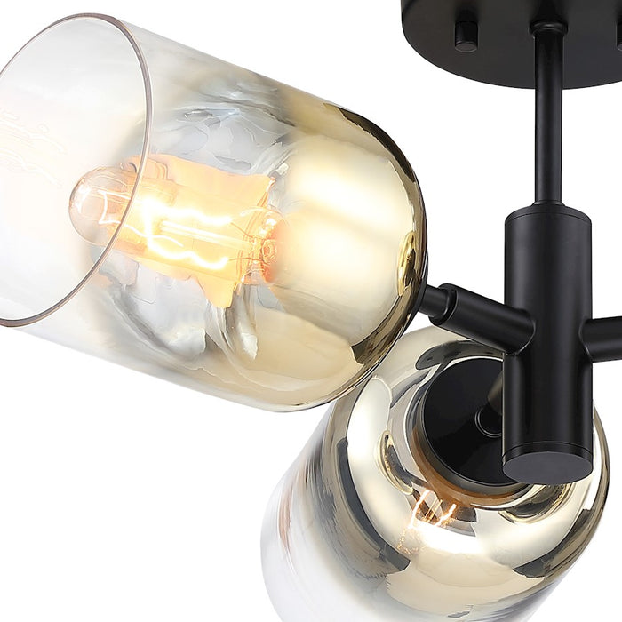 Designers Fountain Gatsby 3 Light Semi Flush, Black/Gold Ombre