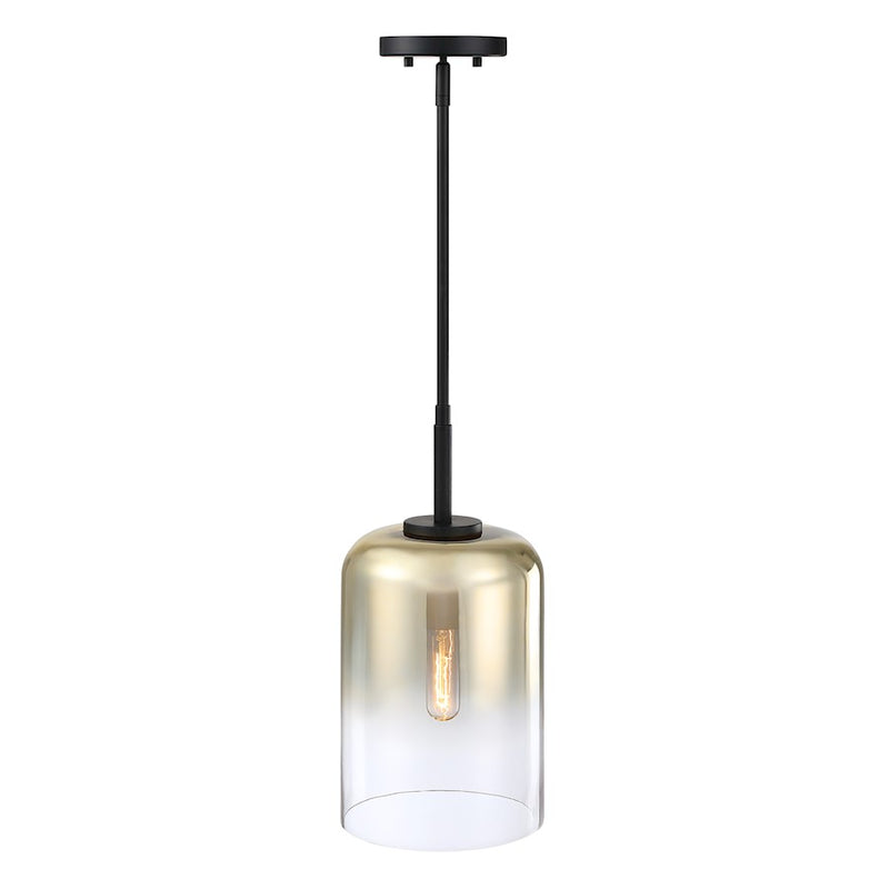 Designers Fountain Gatsby 1 Light Pendant, Matte Black/Gold Ombre