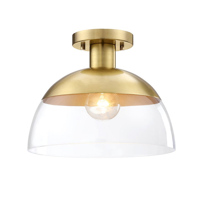 Designers Fountain Rey 1 Light Semi Flush Mount, Gold/Clear