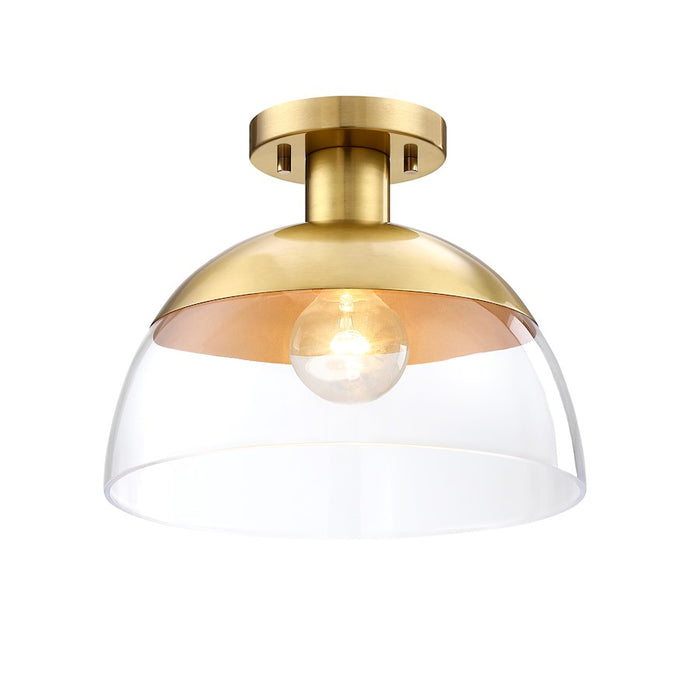 Designers Fountain Rey 1 Light Semi Flush Mount, Gold/Clear