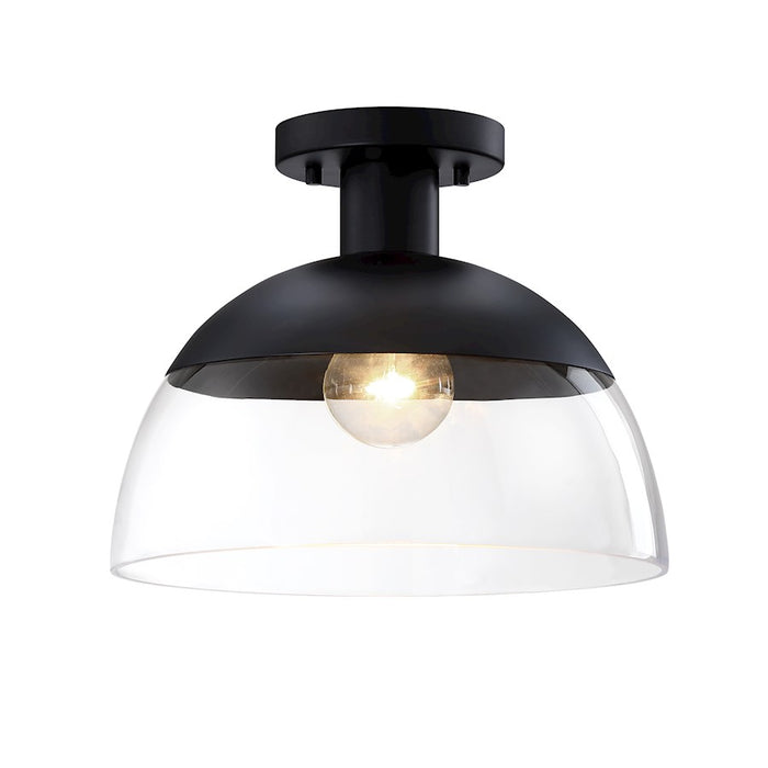 Designers Fountain Rey 1 Light Semi Flush Mount, Black/Clear