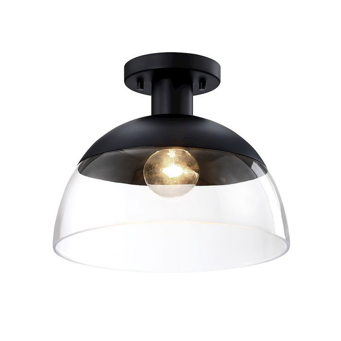 Designers Fountain Rey 1 Light Semi Flush Mount, Black/Clear