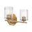 Designers Fountain Haven 2 Light Vanity, Brass/Clear Rippled