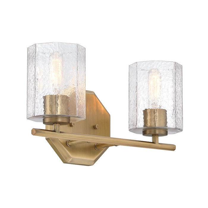 Designers Fountain Haven 2 Light Vanity, Brass/Clear Rippled