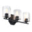 Designers Fountain Haven 3 Light Vanity, Black/Clear Rippled