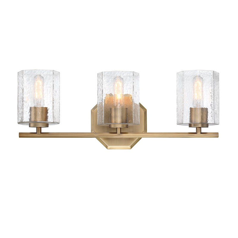 Designers Fountain Haven 3 Light Vanity, Brass/Clear Rippled - D309M-3B-OSB